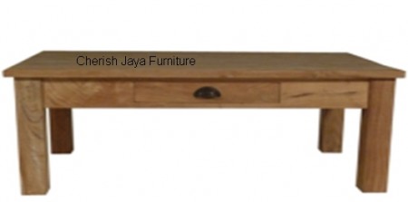 Code: SJAT 035 Name: Simplicity Coffee Table (no drawer) Size: W=120 x D=75 x H=45 cm Leg=10 cm Size: W=140 x D=80 x H=45 cm Leg=10 cm Wood: Solid Teakwood